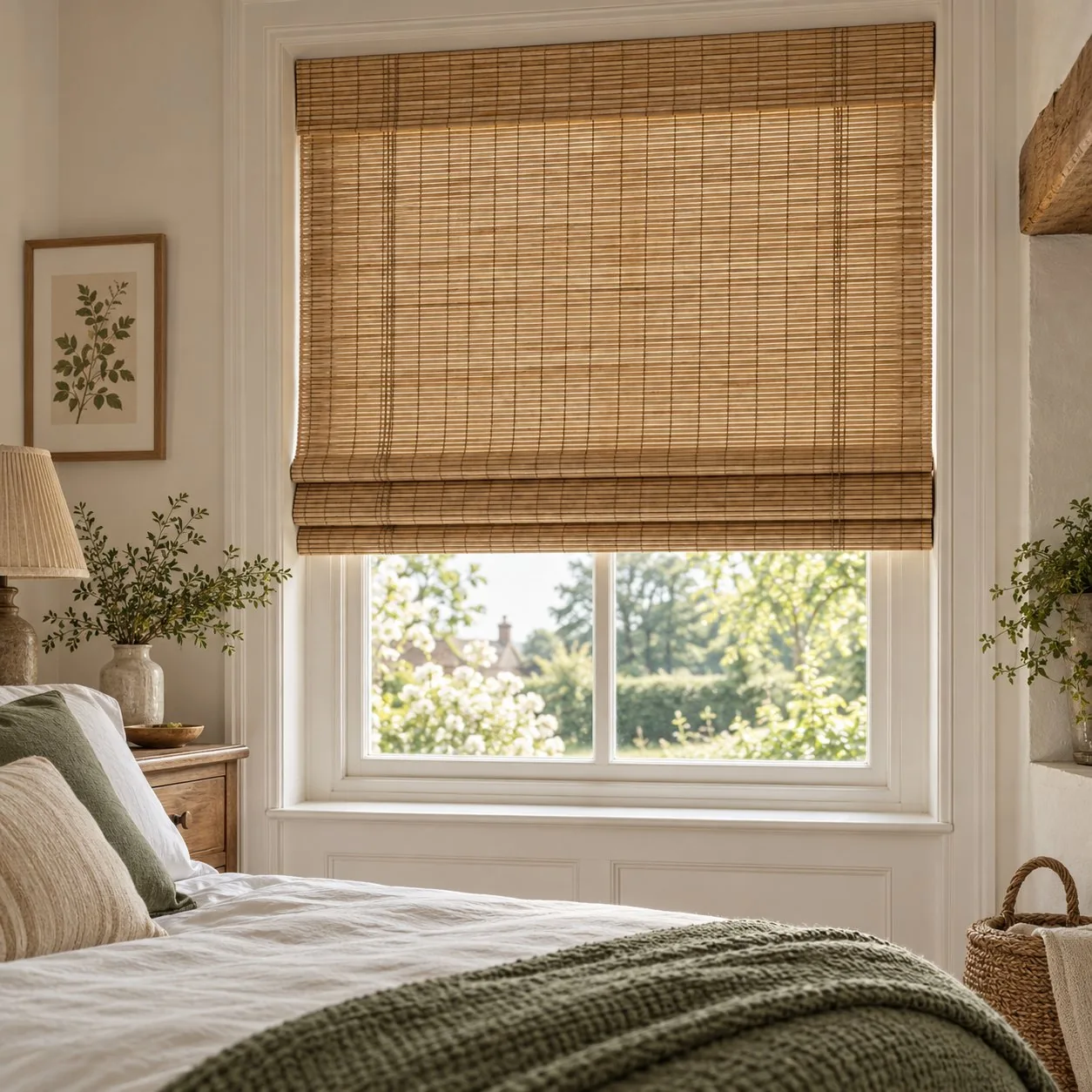 Made-to-measure Bamboo blinds shown in a real home setting
