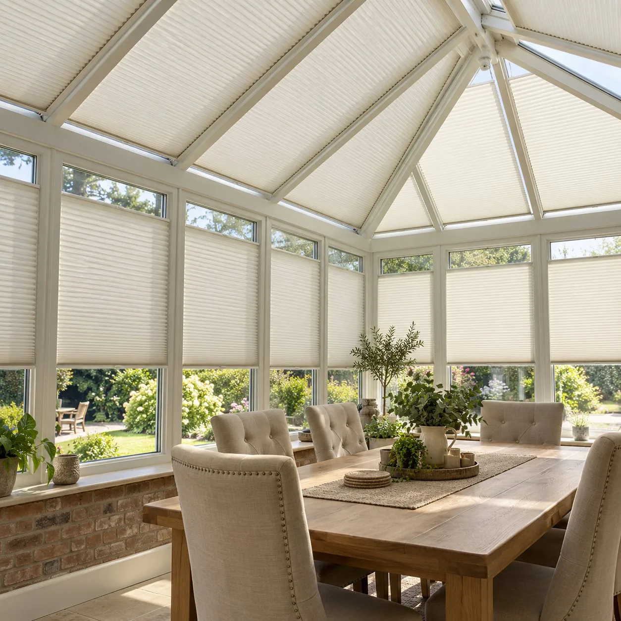 Made-to-measure Conservatory blinds shown in a real home setting