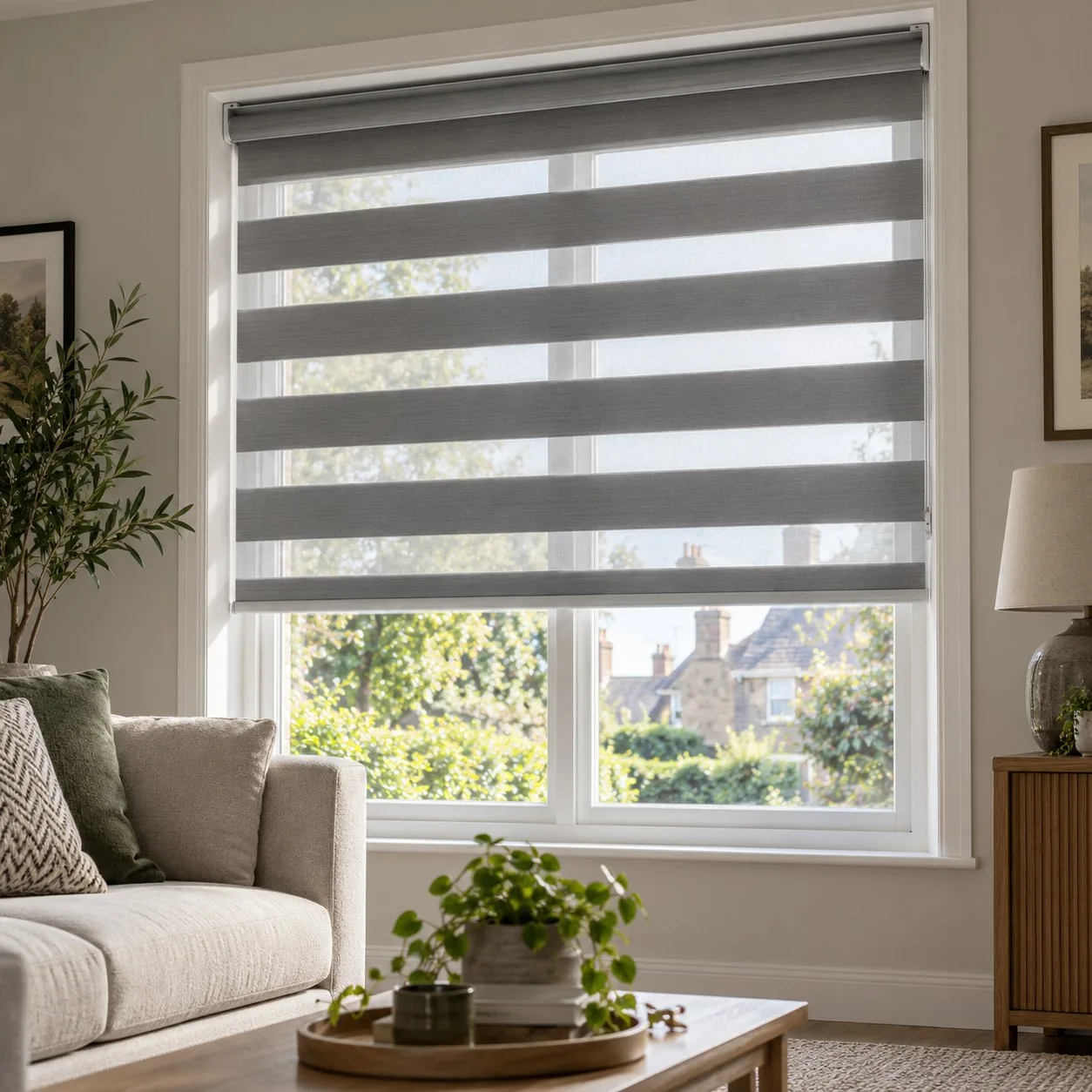 Made-to-measure Zebra blinds shown in a real home setting