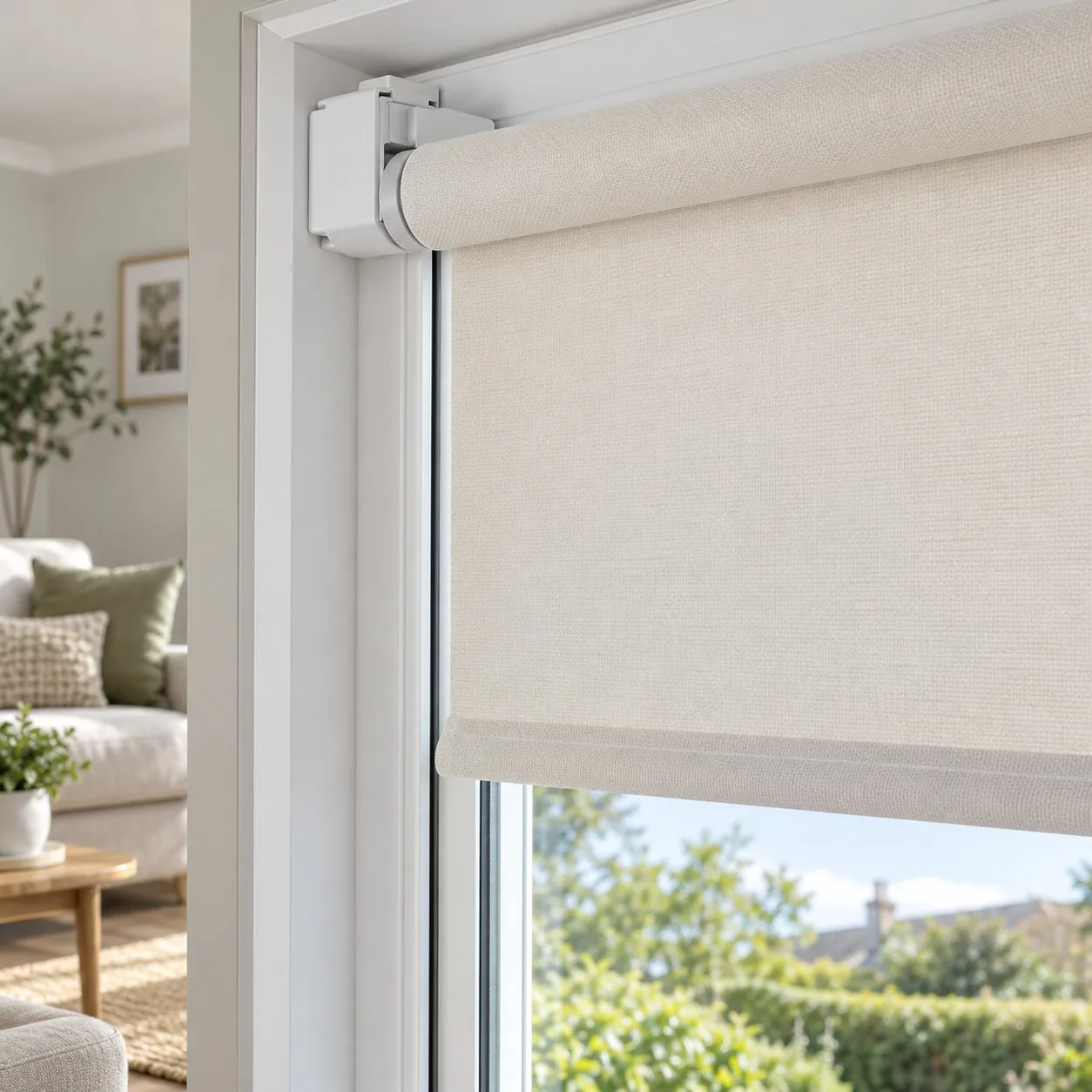 Made-to-measure No drill blinds shown in a real home setting