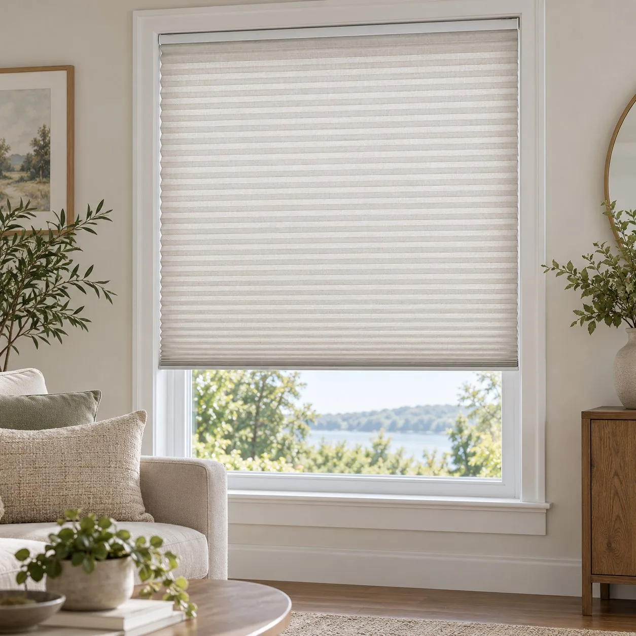 Made-to-measure Pleated blinds shown in a real home setting