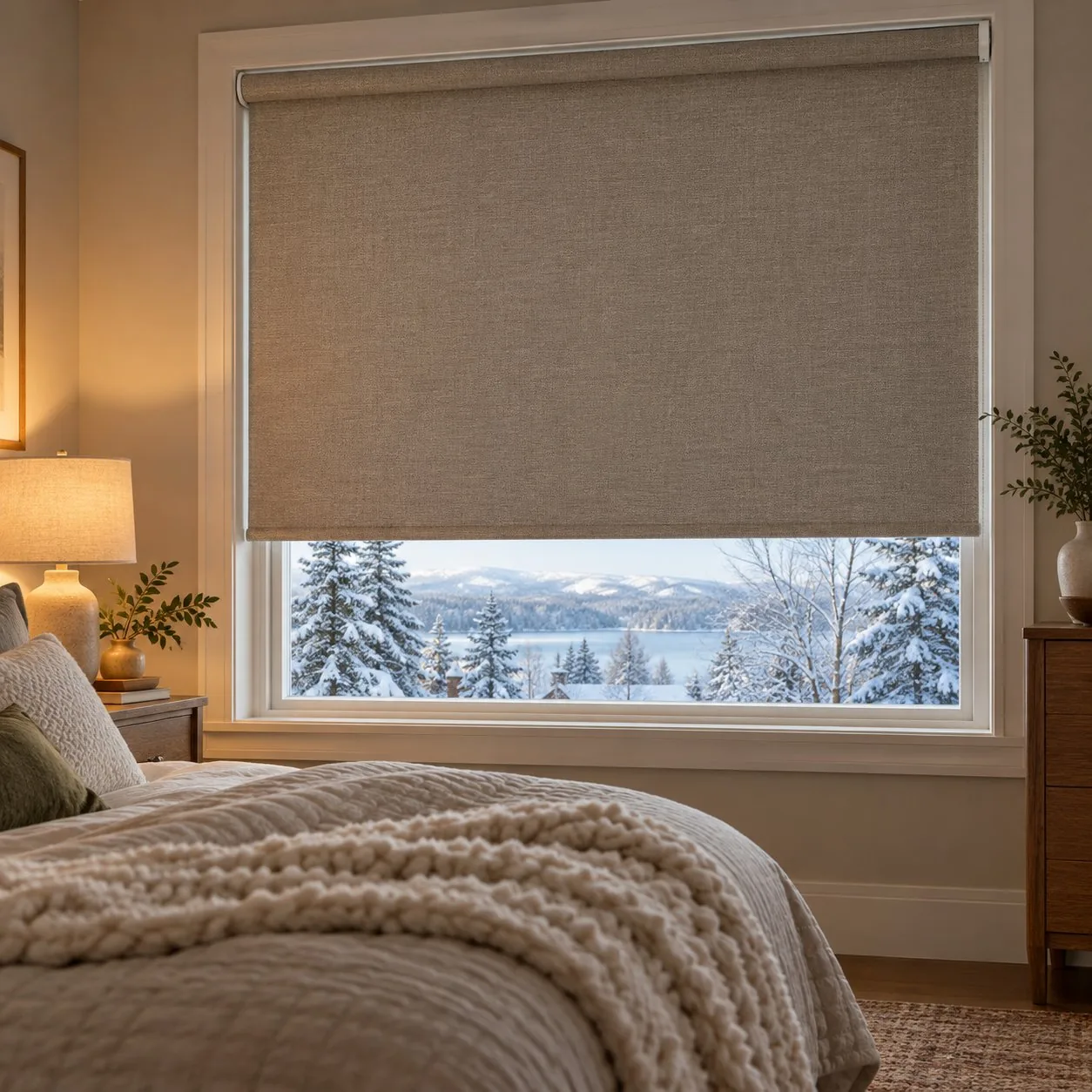 Made-to-measure Thermal blinds shown in a real home setting