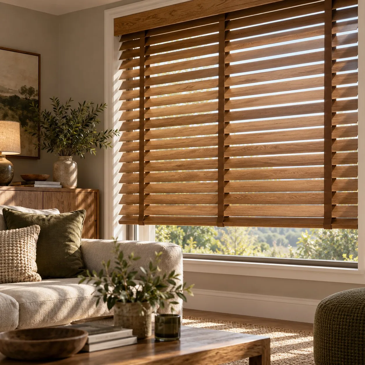 Wooden Blinds example in a home setting