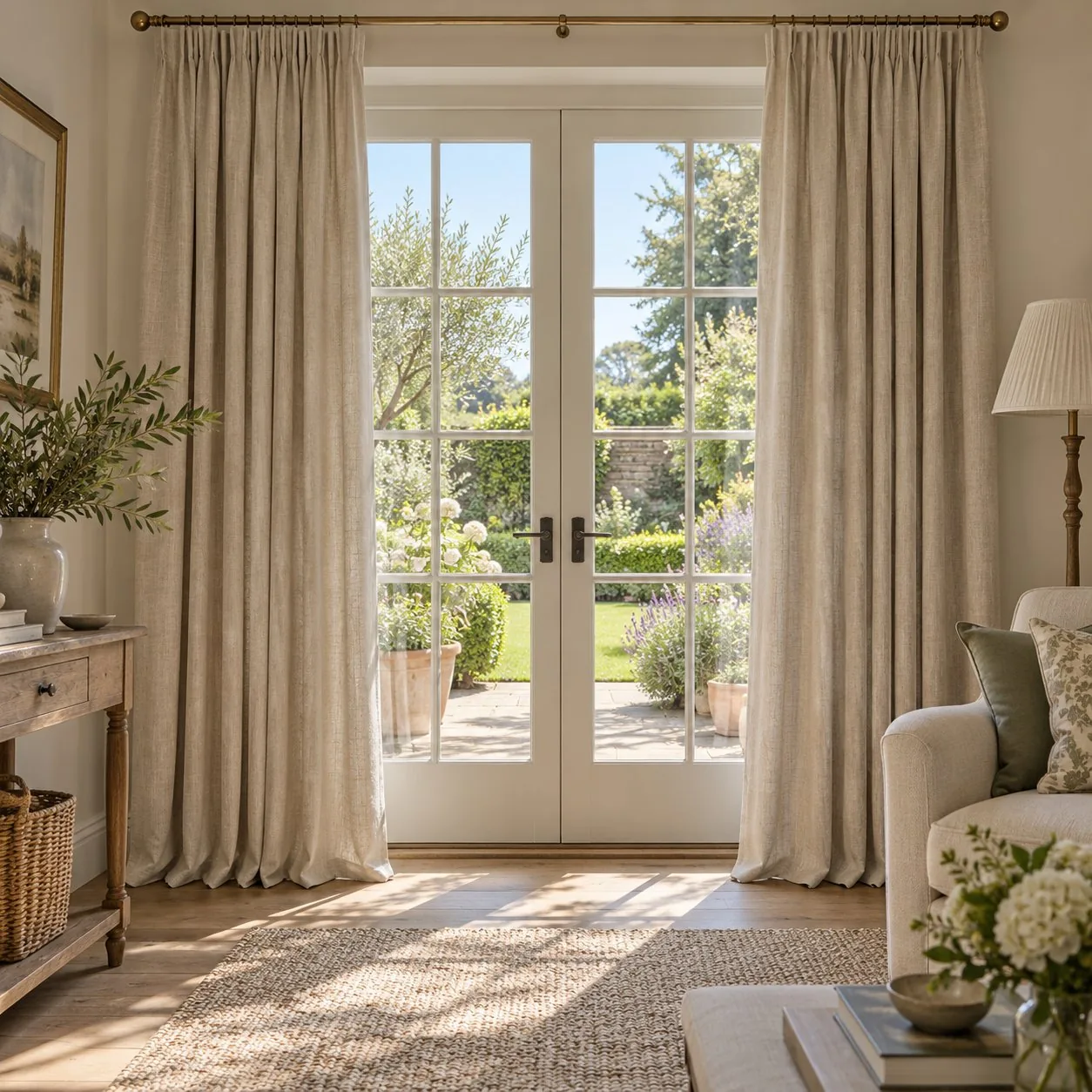 Made-to-measure Door curtains shown in a real home setting