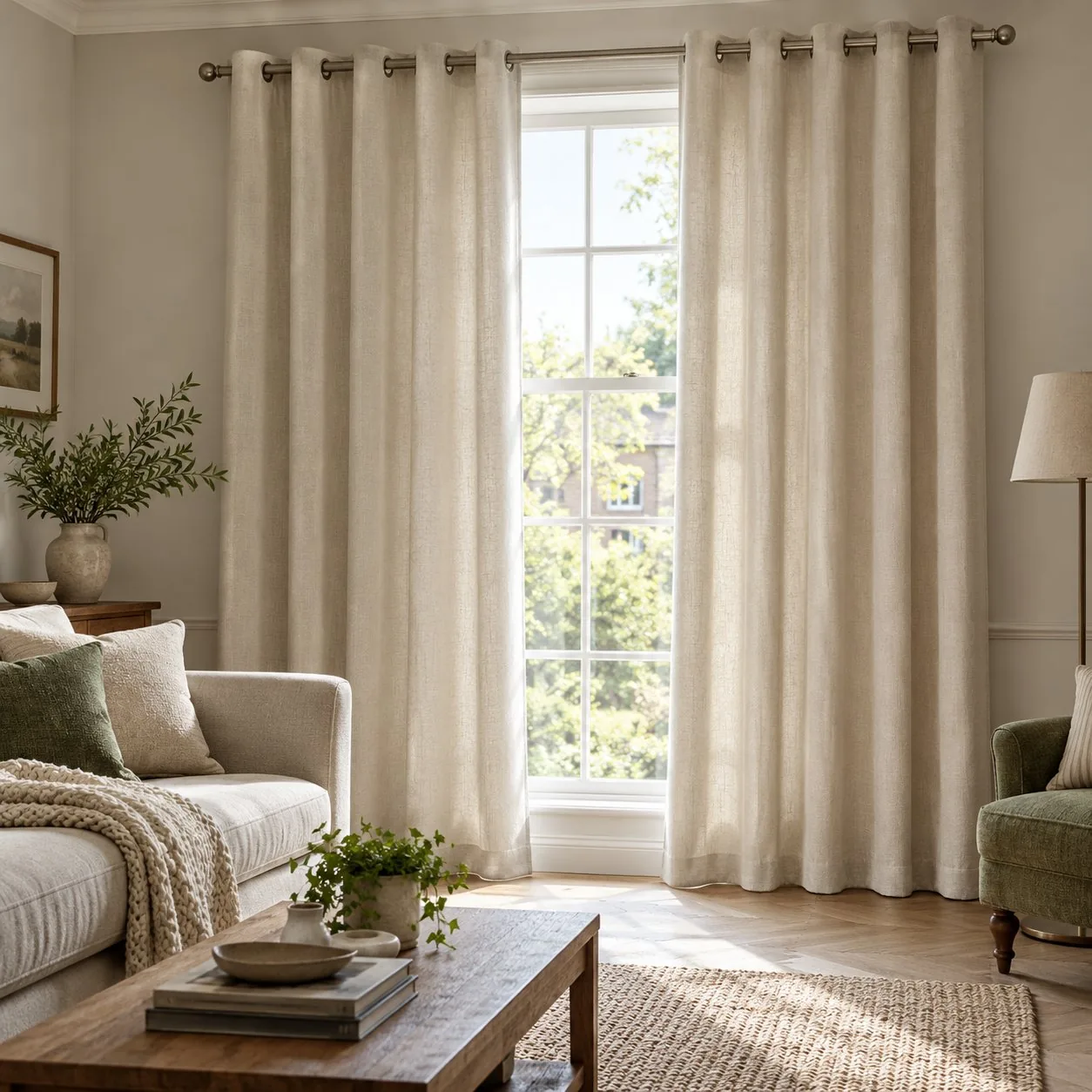 Eyelet Curtains example in a home setting