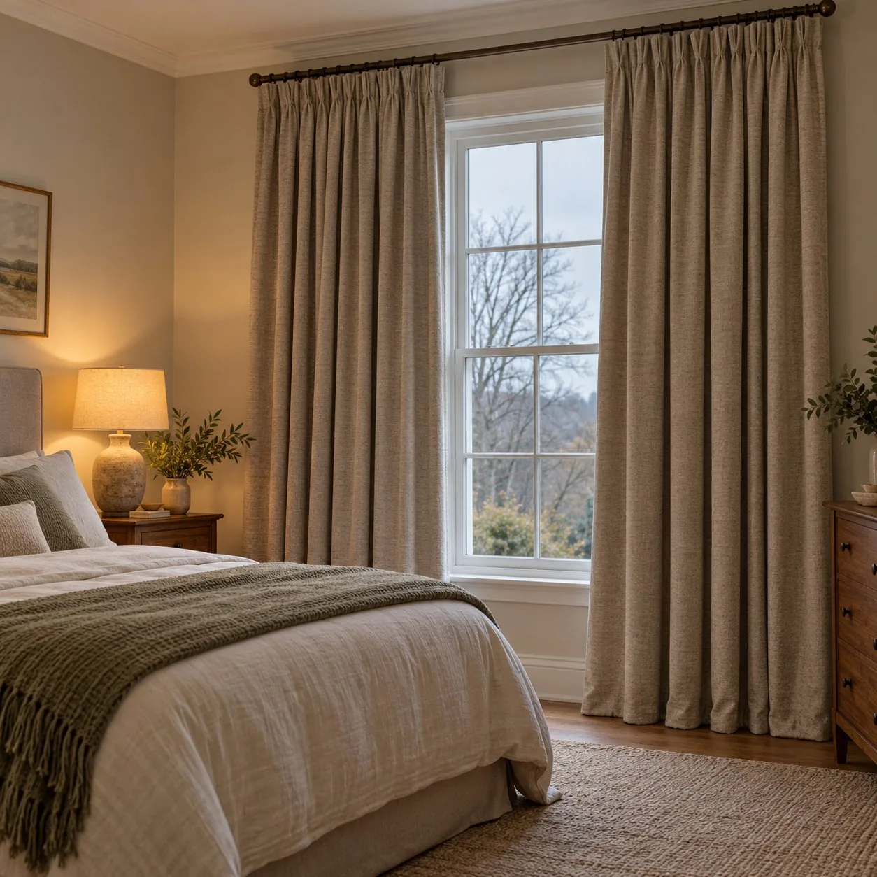 Made-to-measure Thermal curtains shown in a real home setting