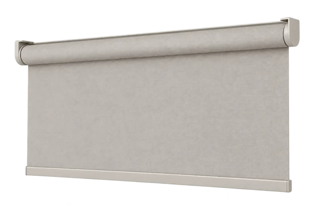 Warm grey made-to-measure roller blind shown as a product cut-out
