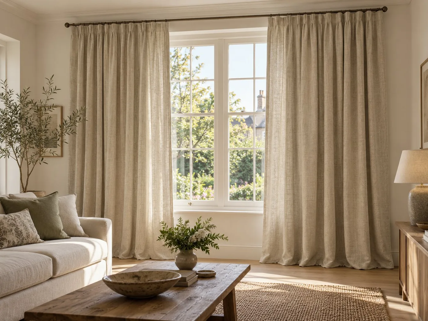 Made-to-measure Linen curtains shown in a real home setting