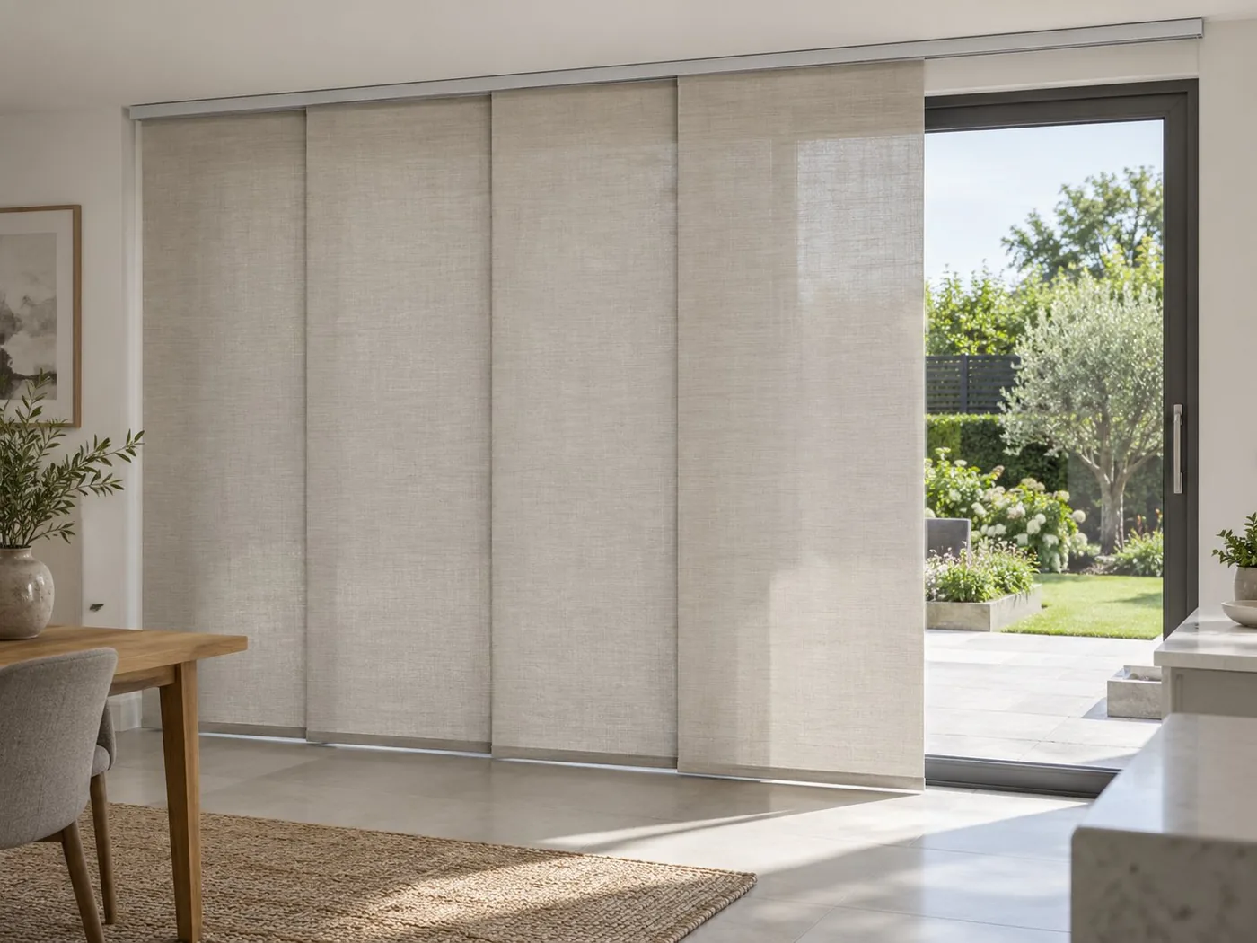 Made-to-measure Panel blinds shown in a real home setting
