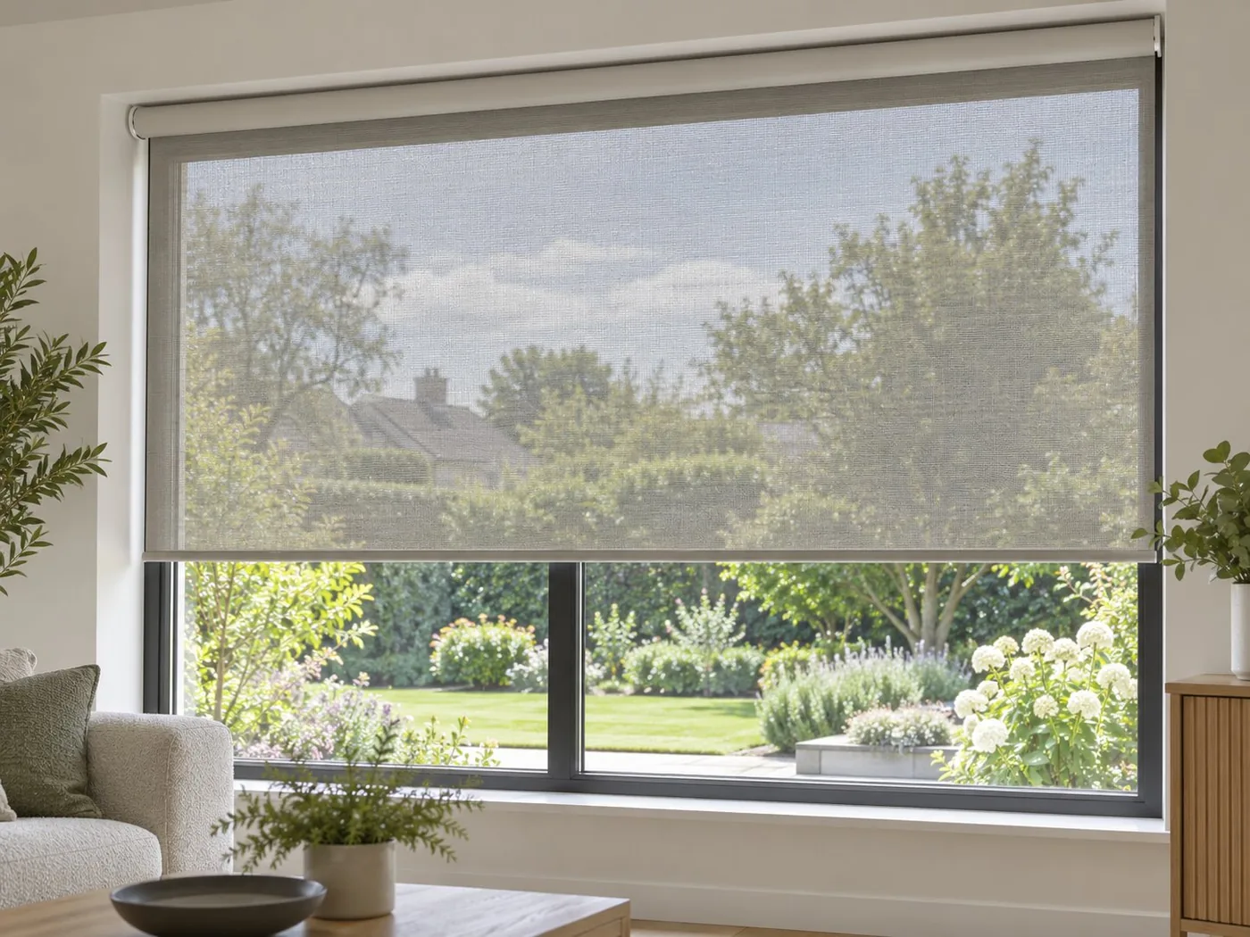 Made-to-measure Solar screen blinds shown in a real home setting
